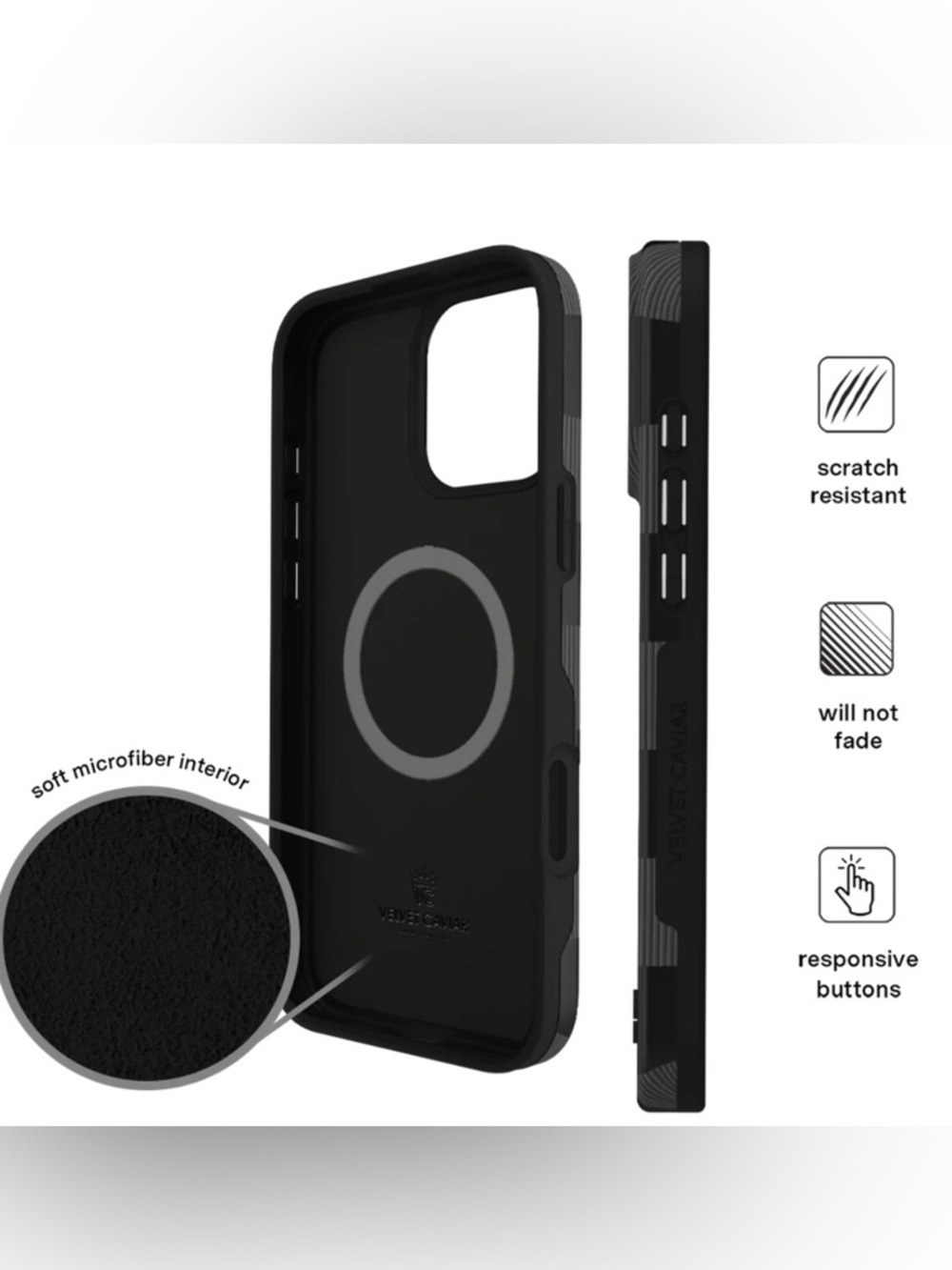 Black and Gray Checkered Case for iPhone 16 Pro Max with Magnetic Ring - Picture 6 of 7